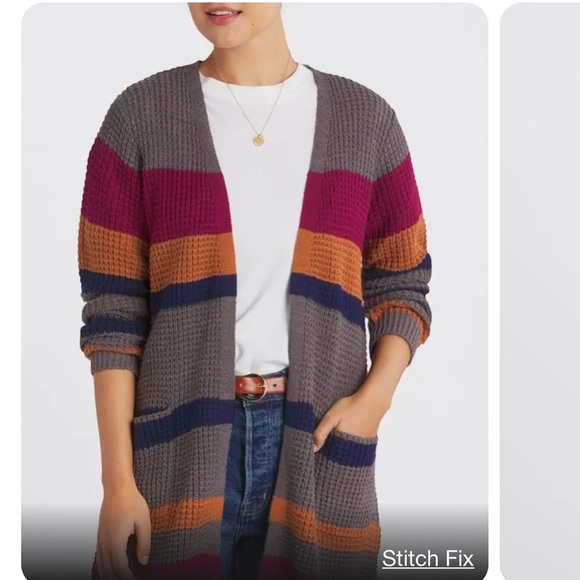 Fortune + Ivy Emmerson Long Sleeve Cardigan Sweater - Dark Grey Multi Color - M - Picture 1 of 4